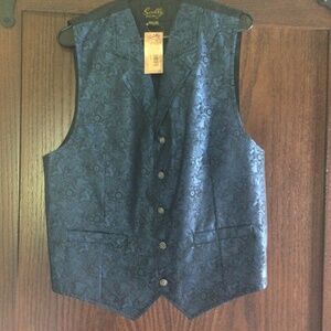 Scully Vest Mens Large Blue  Paisley Vest  Western Cowboy